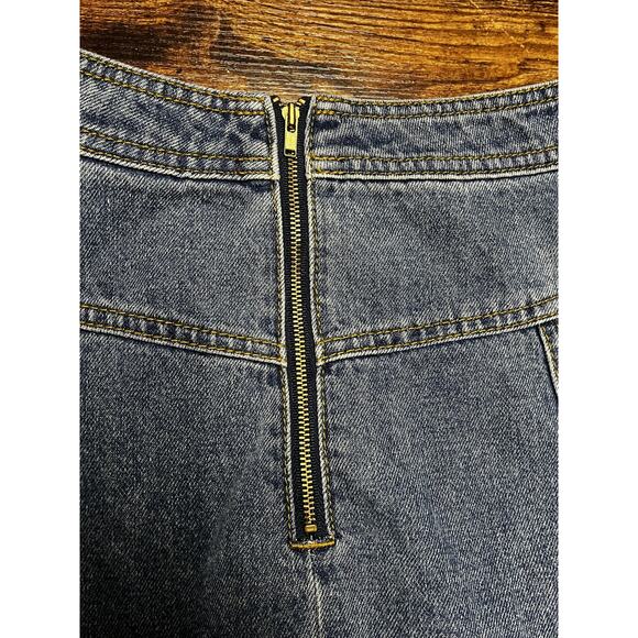 Cabi Skirt Womens 8 Blue Denim Mini A Line Utility Pockets Zipper Casual Retro - Picture 4 of 9